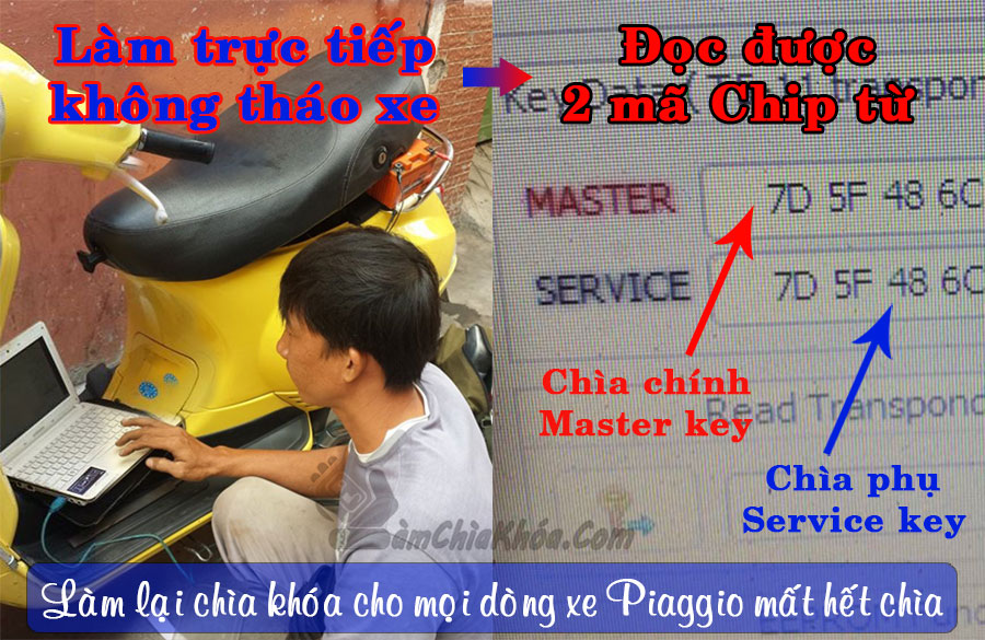 Làm chìa khóa xe vespa không tháo xe